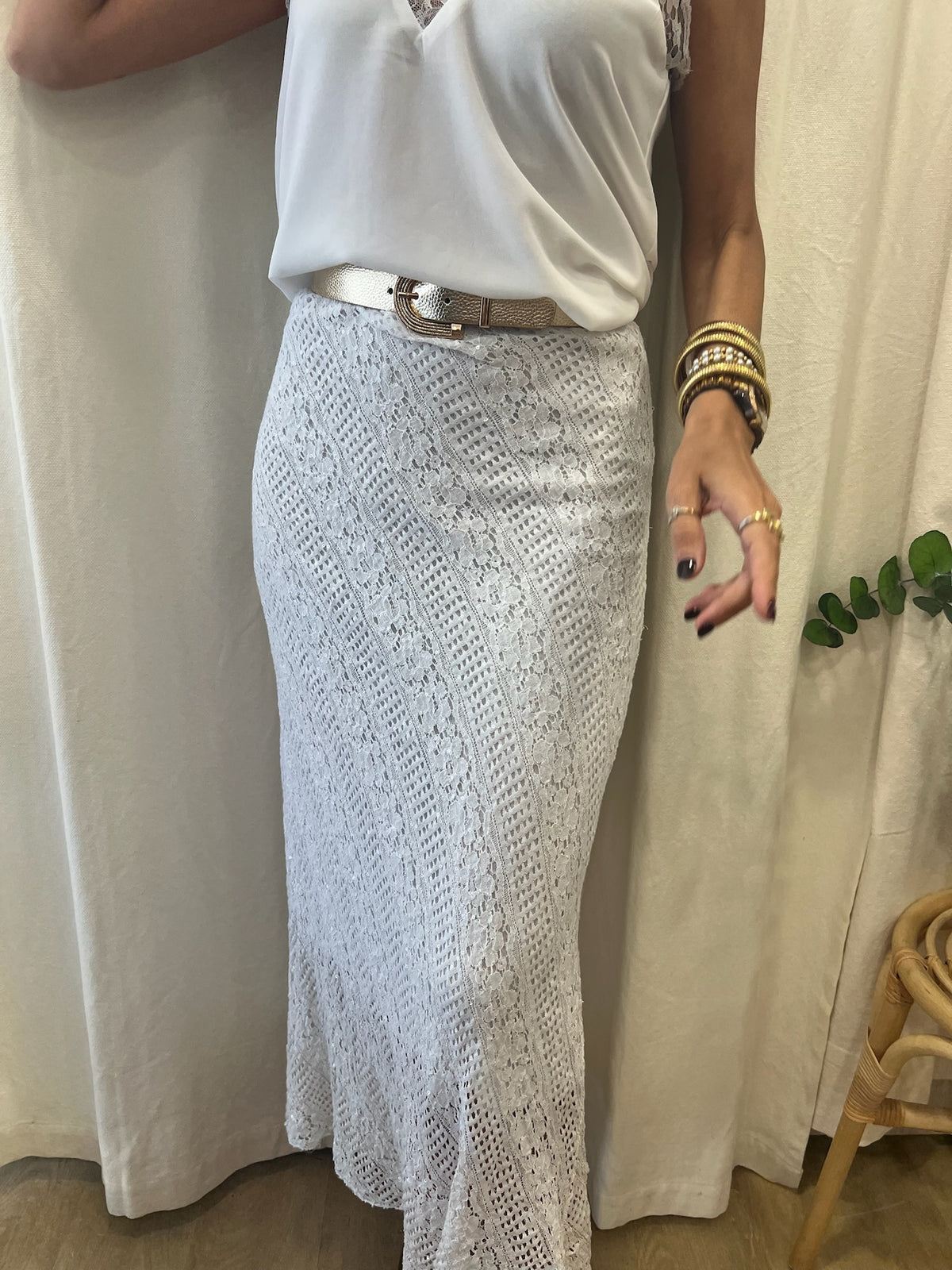 FALDA MIDI BRILLO